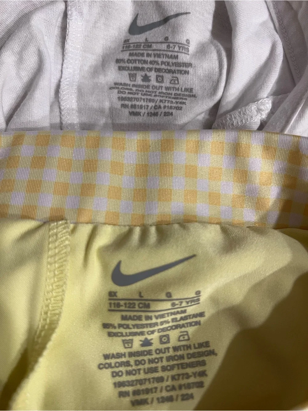 Nike White Tank Top & Yellow Gingham Skort Set - girls size 6x